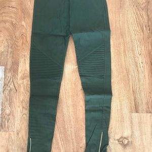 Women’s olive green moto leggings